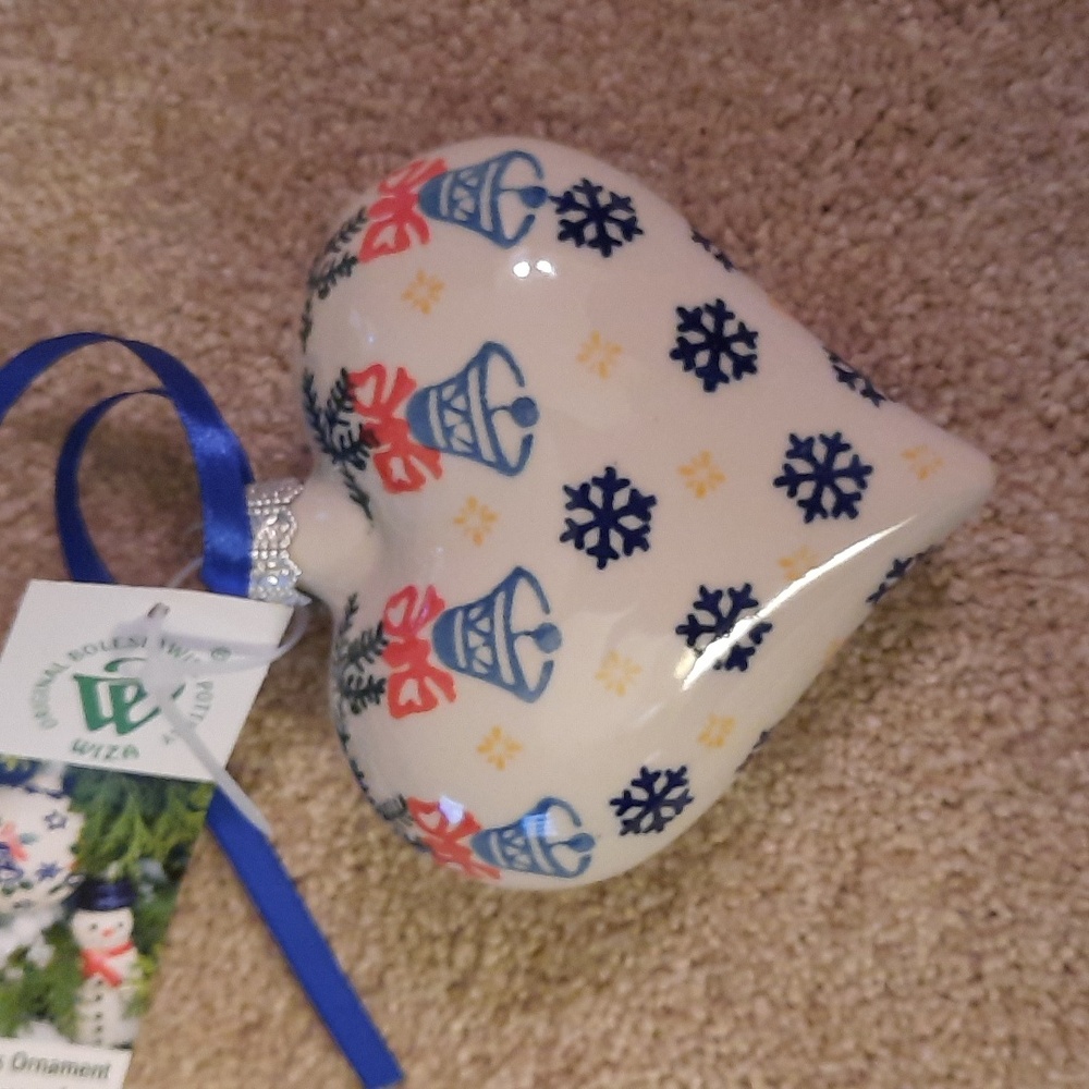 NWT.  Polish Pottery Heart Ornament